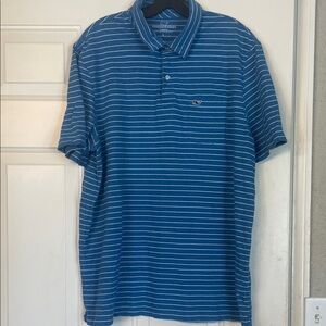 Vineyard Vines Men's Polo in Blue and White Stripes